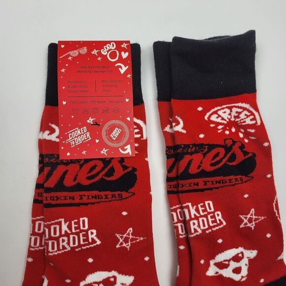NWT - Raising Cane's Red & Black "Fresh Cooked To Order" Unisex Socks (2 pairs) - Picture 5 of 8